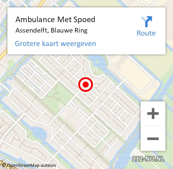 Locatie op kaart van de 112 melding: Ambulance Met Spoed Naar Assendelft, Blauwe Ring op 23 april 2024 09:57
