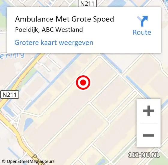 Locatie op kaart van de 112 melding: Ambulance Met Grote Spoed Naar Poeldijk, ABC Westland op 23 april 2024 10:03