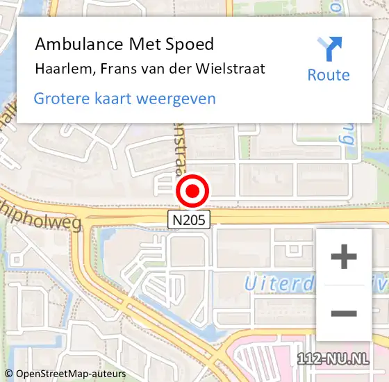 Locatie op kaart van de 112 melding: Ambulance Met Spoed Naar Haarlem, Frans van der Wielstraat op 23 april 2024 10:08