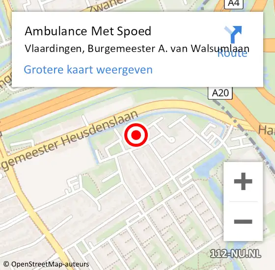 Locatie op kaart van de 112 melding: Ambulance Met Spoed Naar Vlaardingen, Burgemeester A. van Walsumlaan op 23 april 2024 10:15