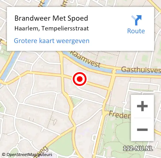 Locatie op kaart van de 112 melding: Brandweer Met Spoed Naar Haarlem, Tempeliersstraat op 23 april 2024 10:19