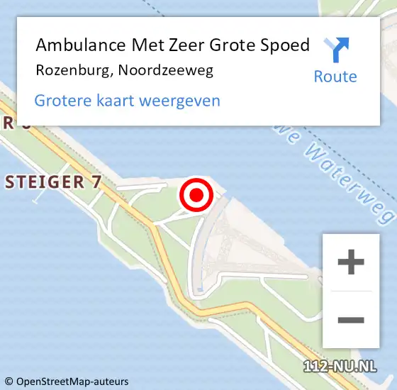 Locatie op kaart van de 112 melding: Ambulance Met Zeer Grote Spoed Naar Rozenburg, Noordzeeweg op 23 april 2024 10:28