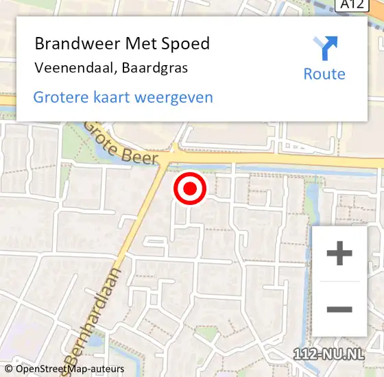 Locatie op kaart van de 112 melding: Brandweer Met Spoed Naar Veenendaal, Baardgras op 23 april 2024 10:50