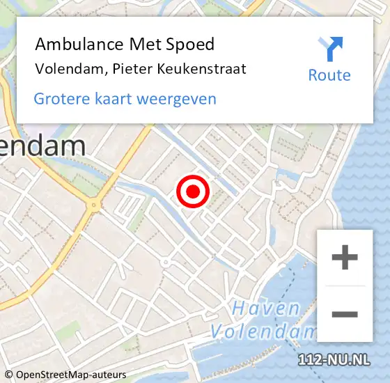 Locatie op kaart van de 112 melding: Ambulance Met Spoed Naar Volendam, Pieter Keukenstraat op 23 april 2024 11:08