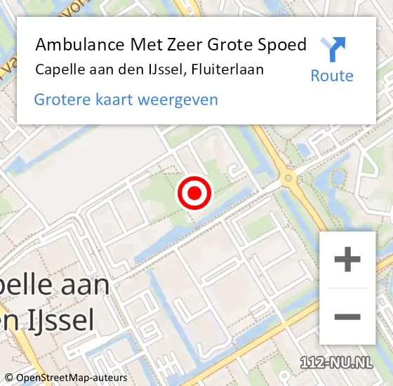 Locatie op kaart van de 112 melding: Ambulance Met Zeer Grote Spoed Naar Capelle aan den IJssel, Fluiterlaan op 23 april 2024 12:26