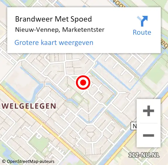 Locatie op kaart van de 112 melding: Brandweer Met Spoed Naar Nieuw-Vennep, Marketentster op 23 april 2024 12:45