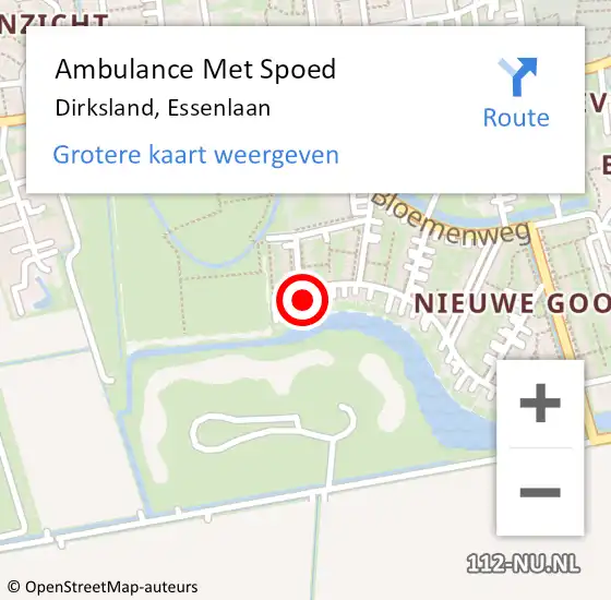 Locatie op kaart van de 112 melding: Ambulance Met Spoed Naar Dirksland, Essenlaan op 23 april 2024 12:50