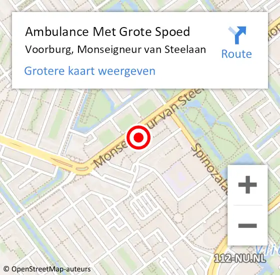 Locatie op kaart van de 112 melding: Ambulance Met Grote Spoed Naar Voorburg, Monseigneur van Steelaan op 23 april 2024 13:01