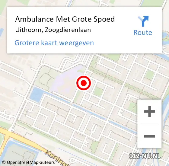 Locatie op kaart van de 112 melding: Ambulance Met Grote Spoed Naar Uithoorn, Zoogdierenlaan op 23 april 2024 13:09