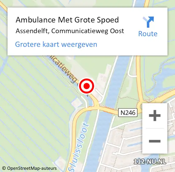 Locatie op kaart van de 112 melding: Ambulance Met Grote Spoed Naar Assendelft, Communicatieweg Oost op 23 april 2024 13:11