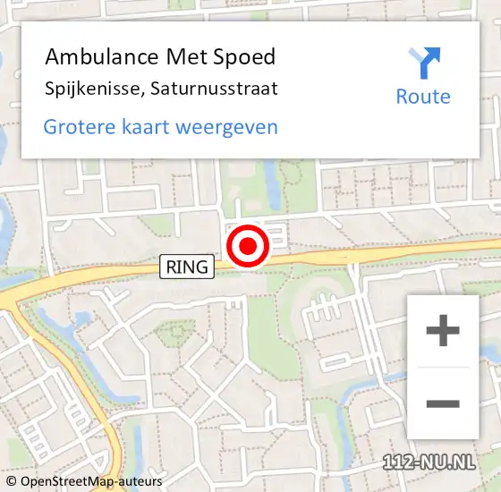 Locatie op kaart van de 112 melding: Ambulance Met Spoed Naar Spijkenisse, Saturnusstraat op 23 april 2024 13:18