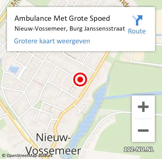 Locatie op kaart van de 112 melding: Ambulance Met Grote Spoed Naar Nieuw-Vossemeer, Burg Janssensstraat op 3 oktober 2014 12:51