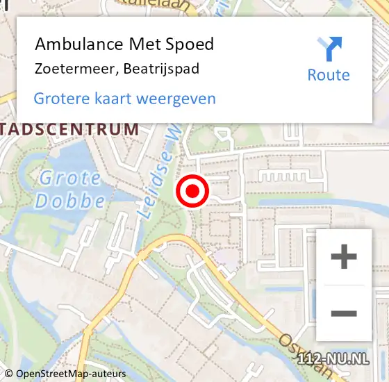 Locatie op kaart van de 112 melding: Ambulance Met Spoed Naar Zoetermeer, Beatrijspad op 23 april 2024 13:33