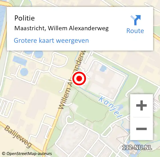 Locatie op kaart van de 112 melding: Politie Maastricht, Willem Alexanderweg op 23 april 2024 13:38
