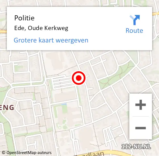 Locatie op kaart van de 112 melding: Politie Ede, Oude Kerkweg op 23 april 2024 13:40