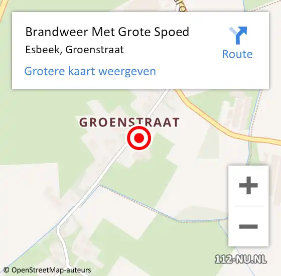 Locatie op kaart van de 112 melding: Brandweer Met Grote Spoed Naar Esbeek, Groenstraat op 23 april 2024 13:42