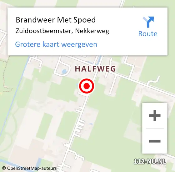 Locatie op kaart van de 112 melding: Brandweer Met Spoed Naar Zuidoostbeemster, Nekkerweg op 23 april 2024 13:44