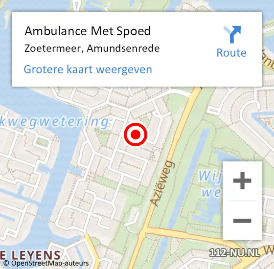 Locatie op kaart van de 112 melding: Ambulance Met Spoed Naar Zoetermeer, Amundsenrede op 23 april 2024 13:53