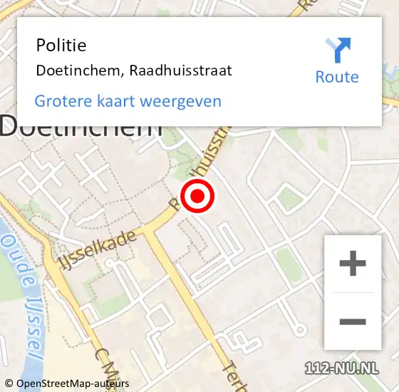 Locatie op kaart van de 112 melding: Politie Doetinchem, Raadhuisstraat op 23 april 2024 14:13