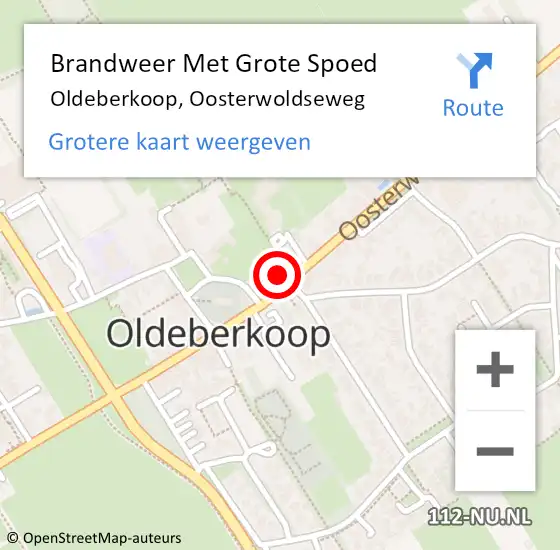 Locatie op kaart van de 112 melding: Brandweer Met Grote Spoed Naar Oldeberkoop, Oosterwoldseweg op 3 oktober 2014 12:55