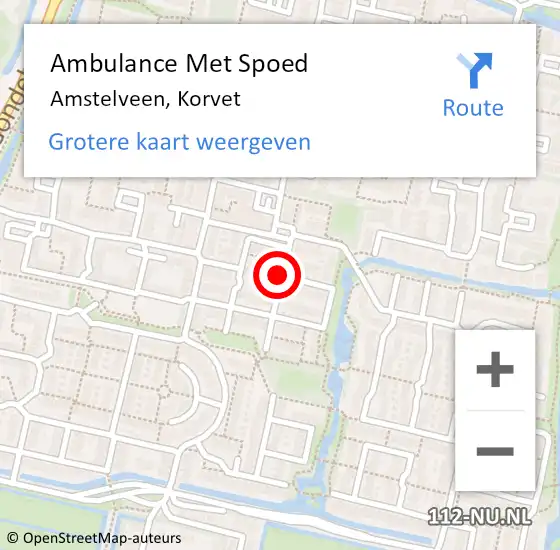 Locatie op kaart van de 112 melding: Ambulance Met Spoed Naar Amstelveen, Korvet op 23 april 2024 14:18