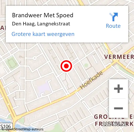 Locatie op kaart van de 112 melding: Brandweer Met Spoed Naar Den Haag, Langnekstraat op 23 april 2024 14:35