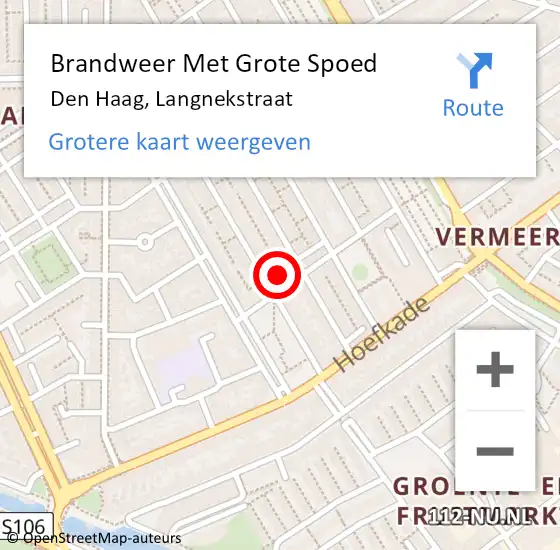 Locatie op kaart van de 112 melding: Brandweer Met Grote Spoed Naar Den Haag, Langnekstraat op 23 april 2024 14:36