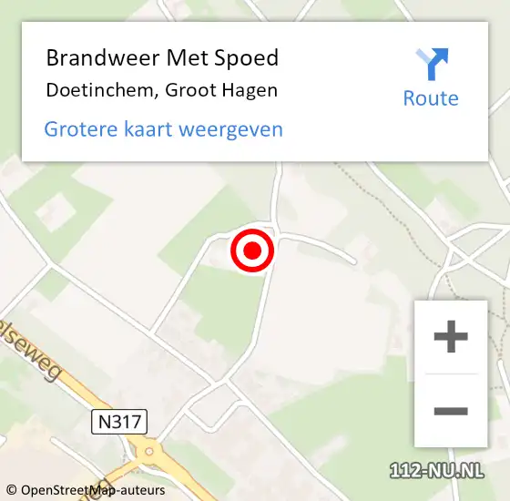 Locatie op kaart van de 112 melding: Brandweer Met Spoed Naar Doetinchem, Groot Hagen op 23 april 2024 14:42
