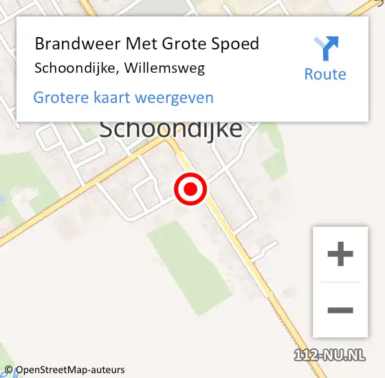 Locatie op kaart van de 112 melding: Brandweer Met Grote Spoed Naar Schoondijke, Willemsweg op 23 april 2024 15:04