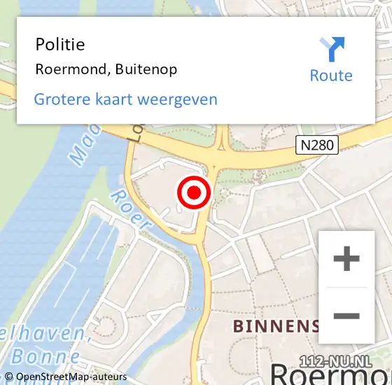 Locatie op kaart van de 112 melding: Politie Roermond, Buitenop op 23 april 2024 15:11