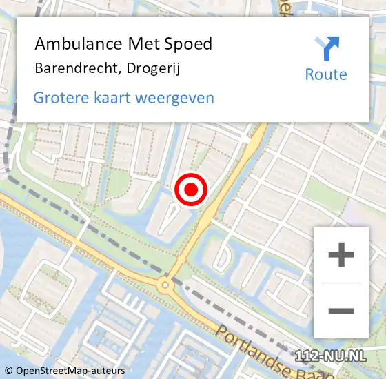 Locatie op kaart van de 112 melding: Ambulance Met Spoed Naar Barendrecht, Drogerij op 23 april 2024 15:13