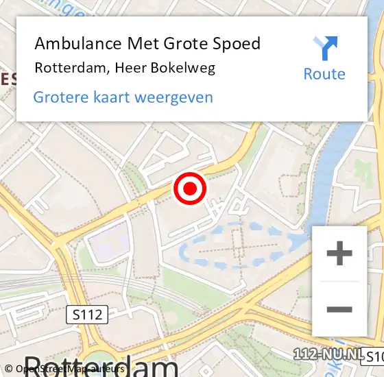 Locatie op kaart van de 112 melding: Ambulance Met Grote Spoed Naar Rotterdam, Heer Bokelweg op 23 april 2024 15:34