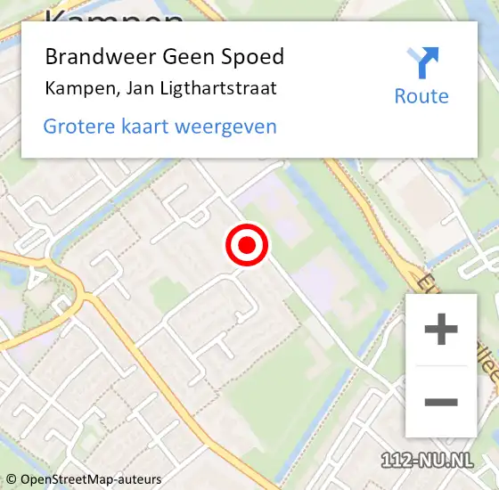 Locatie op kaart van de 112 melding: Brandweer Geen Spoed Naar Kampen, Jan Ligthartstraat op 23 april 2024 15:35