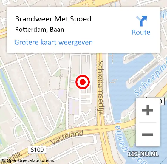 Locatie op kaart van de 112 melding: Brandweer Met Spoed Naar Rotterdam, Baan op 23 april 2024 15:35
