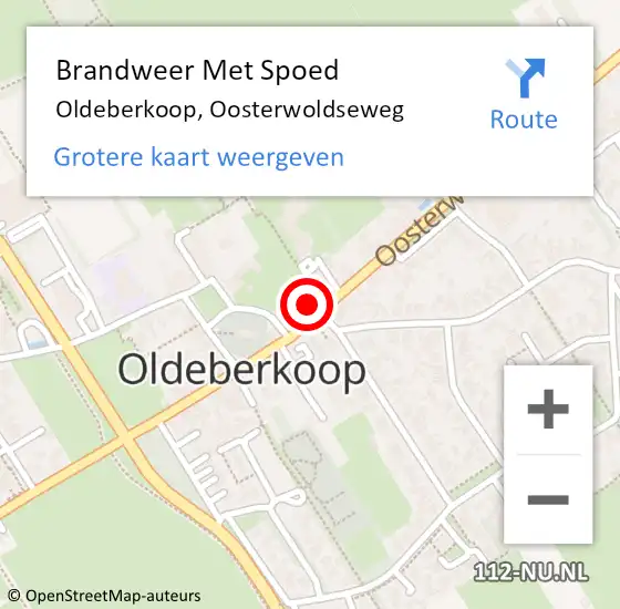 Locatie op kaart van de 112 melding: Brandweer Met Spoed Naar Oldeberkoop, Oosterwoldseweg op 3 oktober 2014 13:04