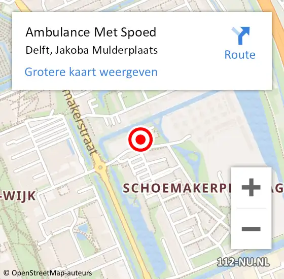 Locatie op kaart van de 112 melding: Ambulance Met Spoed Naar Delft, Jakoba Mulderplaats op 23 april 2024 15:42