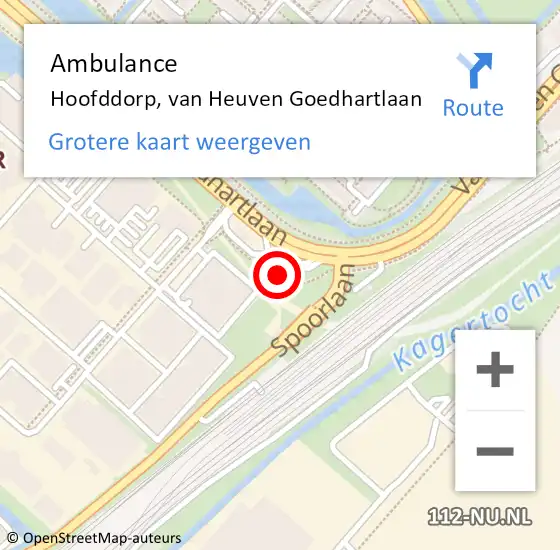 Locatie op kaart van de 112 melding: Ambulance Hoofddorp, van Heuven Goedhartlaan op 23 april 2024 15:56