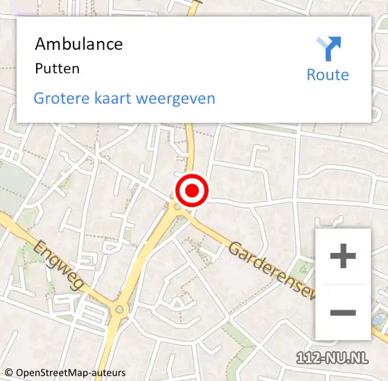 Locatie op kaart van de 112 melding: Ambulance Putten op 23 april 2024 16:05