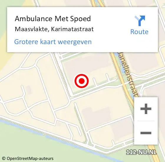 Locatie op kaart van de 112 melding: Ambulance Met Spoed Naar Maasvlakte, Karimatastraat op 23 april 2024 16:06
