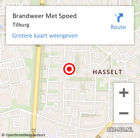 Locatie op kaart van de 112 melding: Brandweer Met Spoed Naar Tilburg op 23 april 2024 16:10