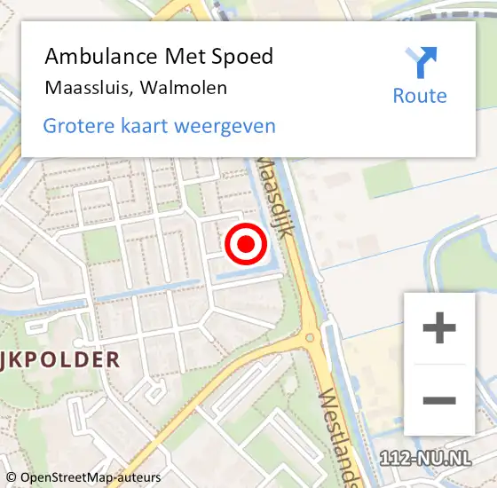 Locatie op kaart van de 112 melding: Ambulance Met Spoed Naar Maassluis, Walmolen op 23 april 2024 16:23
