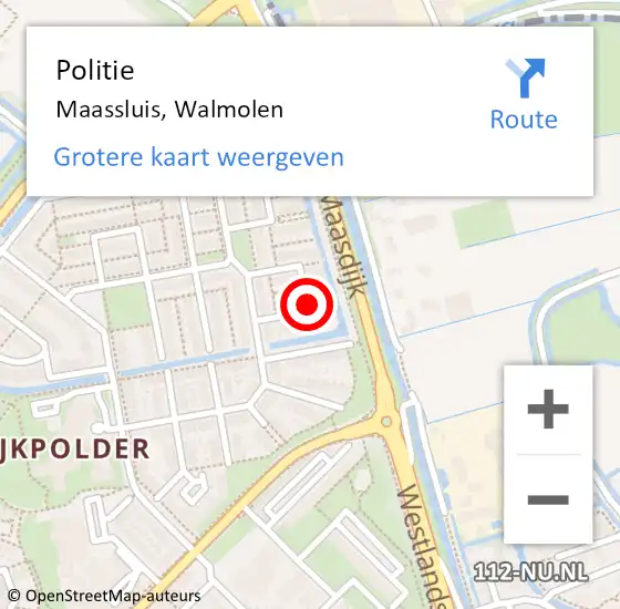 Locatie op kaart van de 112 melding: Politie Maassluis, Walmolen op 23 april 2024 16:25