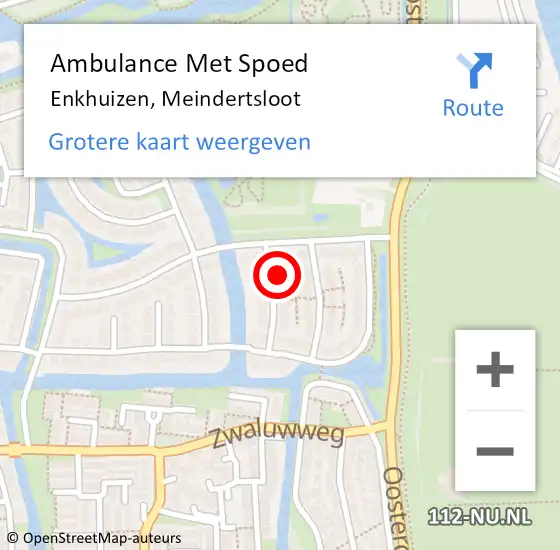 Locatie op kaart van de 112 melding: Ambulance Met Spoed Naar Enkhuizen, Meindertsloot op 3 oktober 2014 13:10