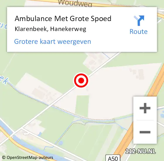Locatie op kaart van de 112 melding: Ambulance Met Grote Spoed Naar Klarenbeek, Hanekerweg op 3 oktober 2014 13:12