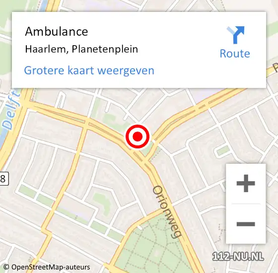 Locatie op kaart van de 112 melding: Ambulance Haarlem, Planetenplein op 23 april 2024 16:43