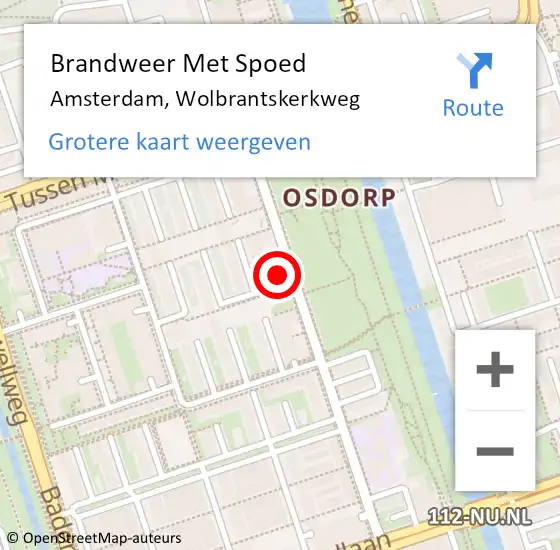 Locatie op kaart van de 112 melding: Brandweer Met Spoed Naar Amsterdam, Wolbrantskerkweg op 23 april 2024 16:46