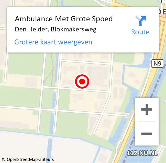 Locatie op kaart van de 112 melding: Ambulance Met Grote Spoed Naar Den Helder, Blokmakersweg op 23 april 2024 16:48