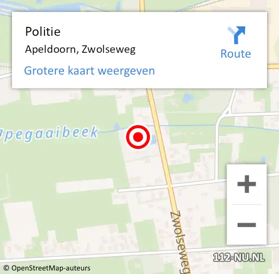 Locatie op kaart van de 112 melding: Politie Apeldoorn, Zwolseweg op 23 april 2024 17:01