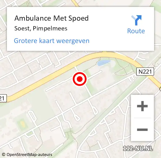 Locatie op kaart van de 112 melding: Ambulance Met Spoed Naar Soest, Pimpelmees op 3 oktober 2014 13:17