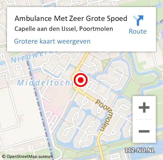 Locatie op kaart van de 112 melding: Ambulance Met Zeer Grote Spoed Naar Capelle aan den IJssel, Poortmolen op 23 april 2024 17:34